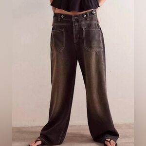 Free People We The Free Palmer Cuffed Jeans. NWT. Chalkboard